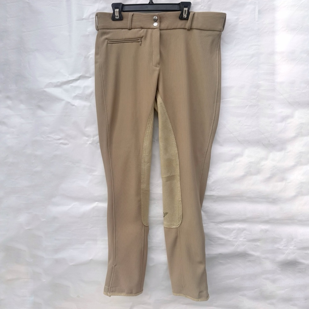 Tuff rider // tan ribbed stretch and suede leather riding pants size 32 jun1